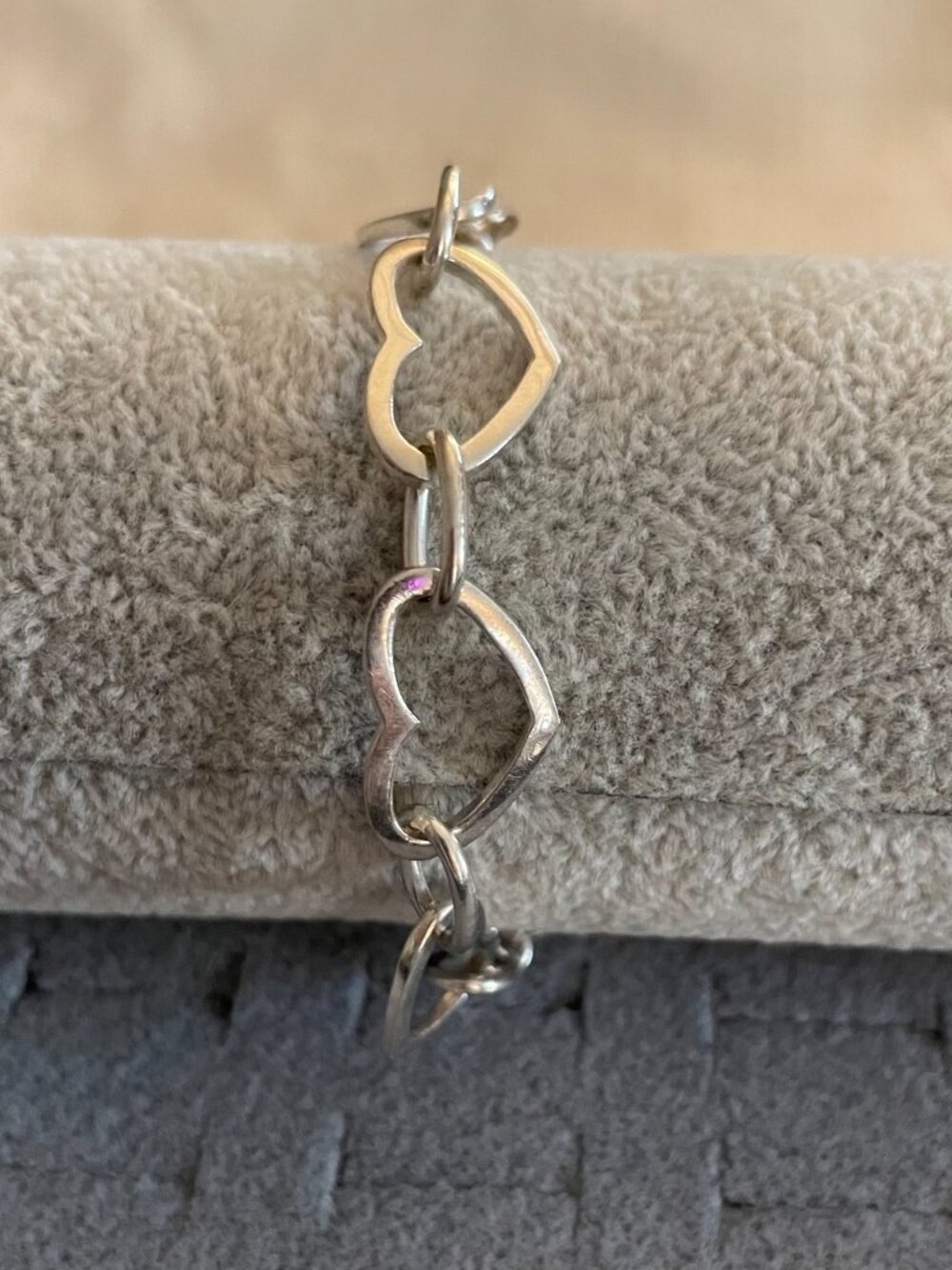 Vintage Sterling Silver Heart Bracelet 7.25" 13 grams Minimalist 925 Hippie Boho